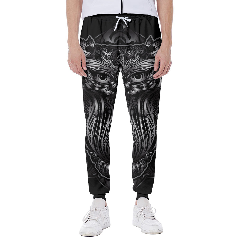 Sliver Spiritual Owl Print Scuba Joggers