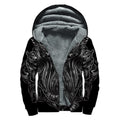 Sliver Spiritual Owl Print Sherpa Lined Zip Up Hoodie