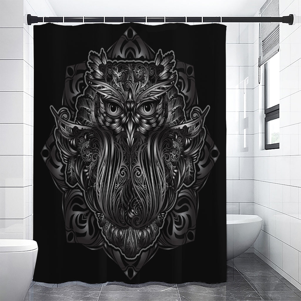 Sliver Spiritual Owl Print Shower Curtain