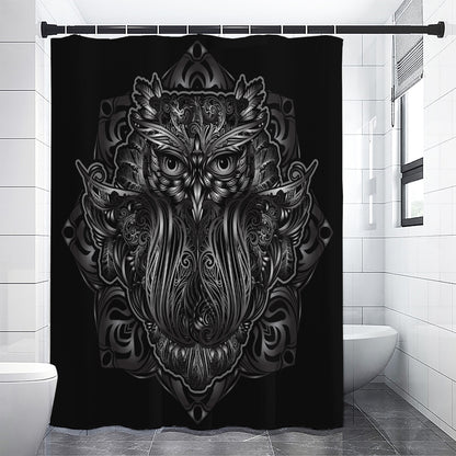Sliver Spiritual Owl Print Shower Curtain