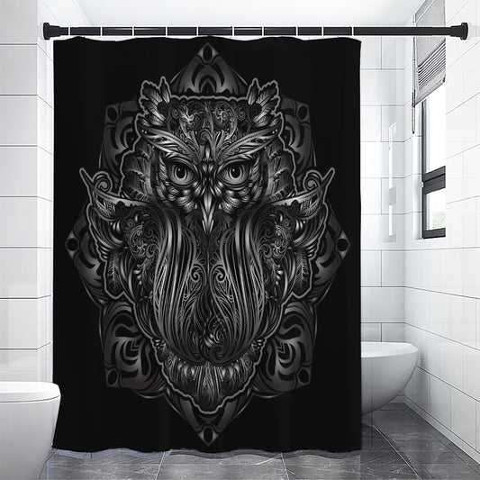 Sliver Spiritual Owl Print Shower Curtain