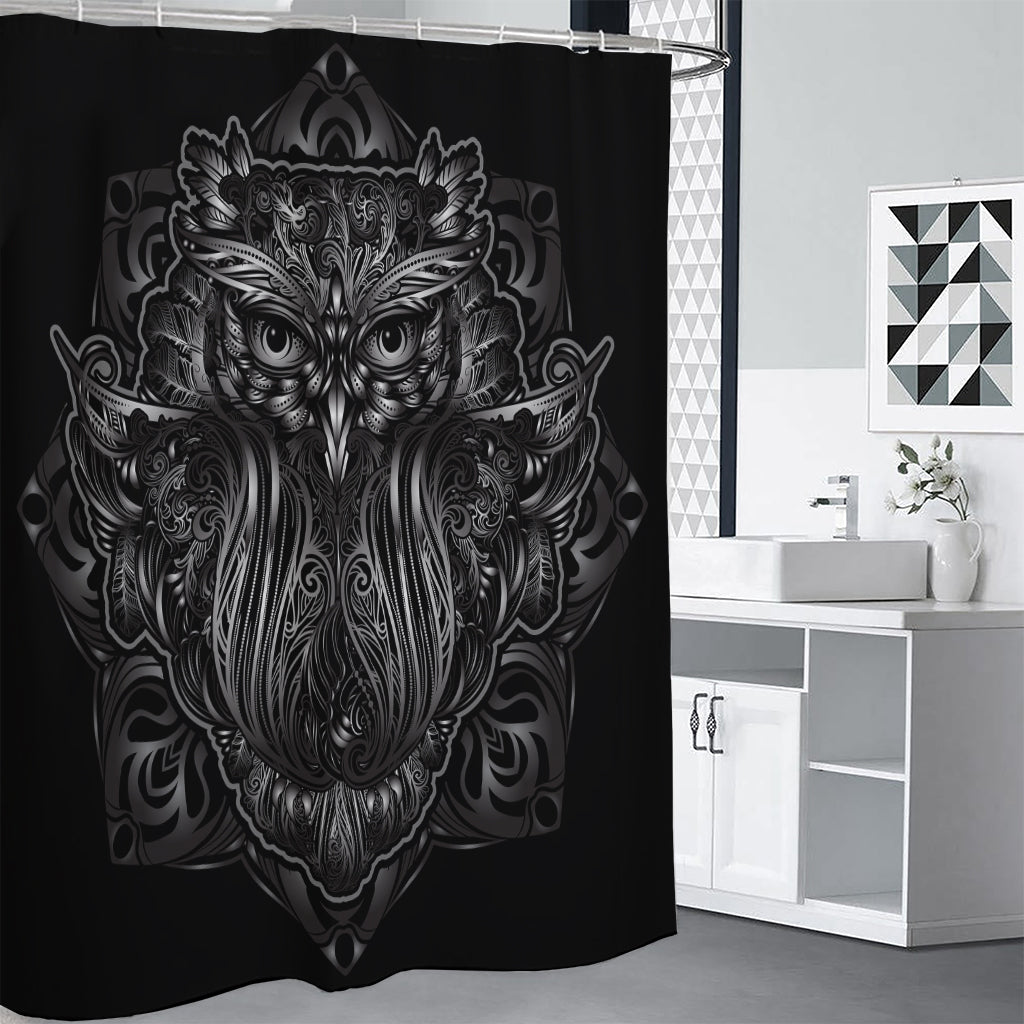 Sliver Spiritual Owl Print Shower Curtain