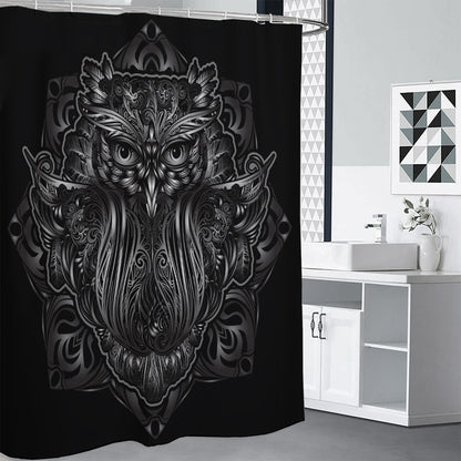 Sliver Spiritual Owl Print Shower Curtain