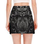 Sliver Spiritual Owl Print Side Slit Mini Skirt