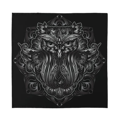 Sliver Spiritual Owl Print Silk Bandana