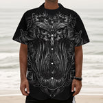 Sliver Spiritual Owl Print Textured Short Sleeve Shirt