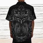 Sliver Spiritual Owl Print Textured Short Sleeve Shirt