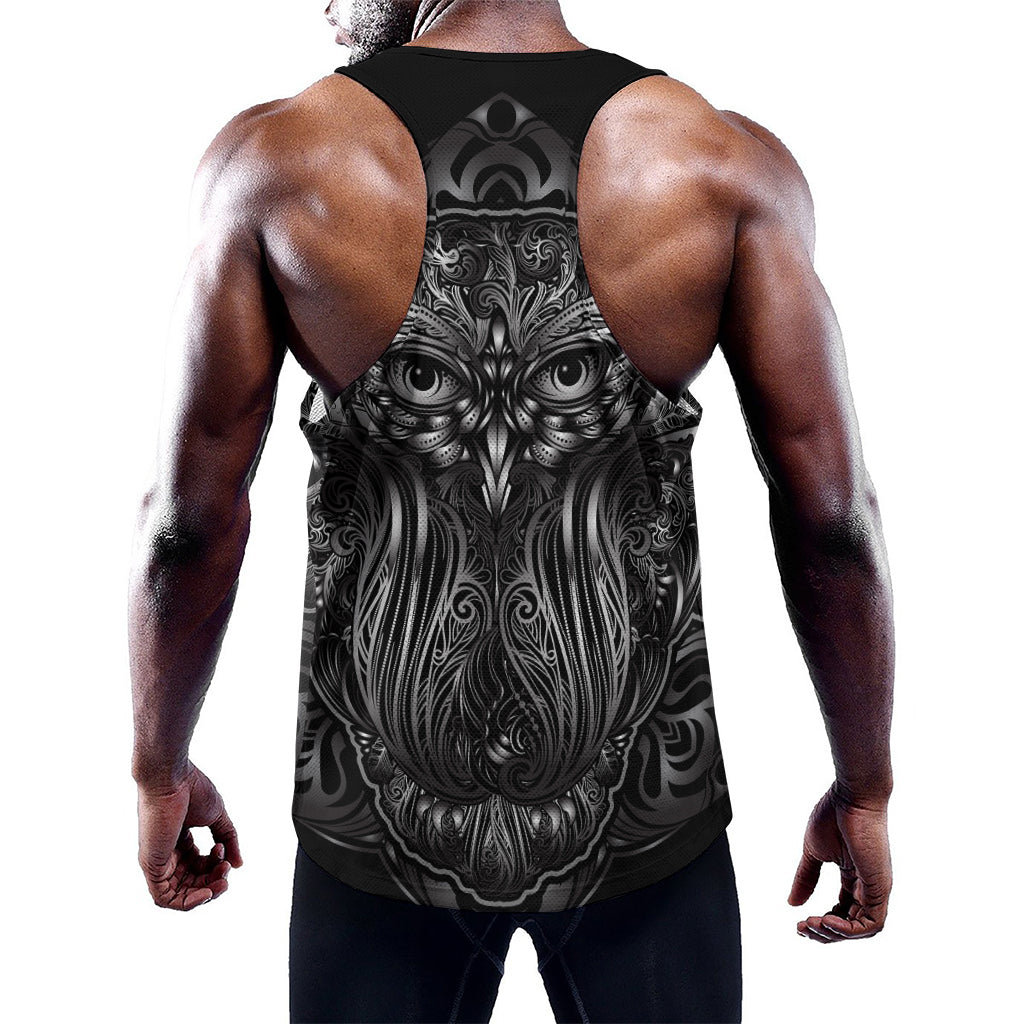Sliver Spiritual Owl Print Training Tank Top