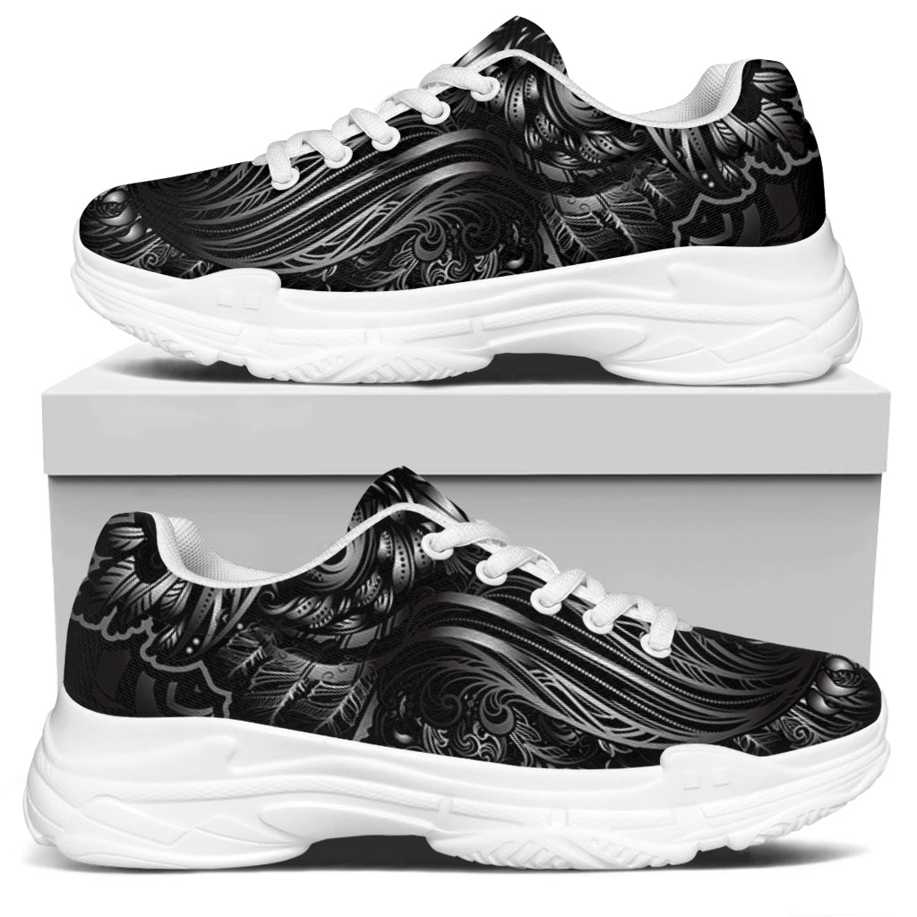 Sliver Spiritual Owl Print White Chunky Shoes