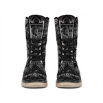 Sliver Spiritual Owl Print Winter Boots
