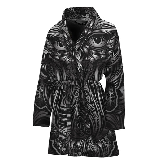 Sliver Spiritual Owl Print Women's Bathrobe