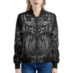 Sliver Spiritual Owl Print Women's Bomber Jacket