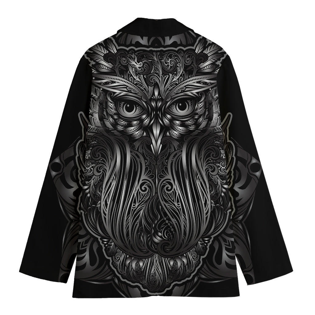 Sliver Spiritual Owl Print Women's Cotton Blazer