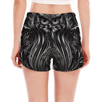 Sliver Spiritual Owl Print Women's Split Running Shorts