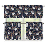 Sloth Family Pattern Print 3 Piece Kitchen Curtains