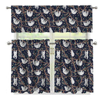 Sloth Family Pattern Print 3 Piece Kitchen Curtains