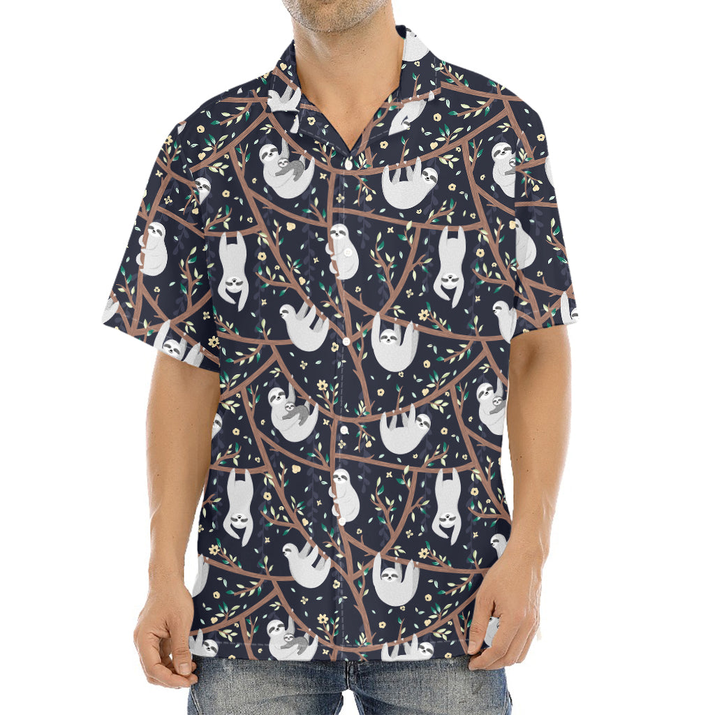 Sloth Family Pattern Print Aloha Shirt