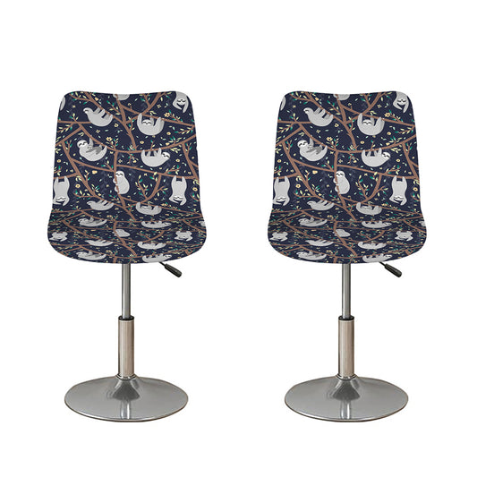 Sloth Family Pattern Print Bar Stool Covers