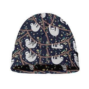 Sloth Family Pattern Print Beanie