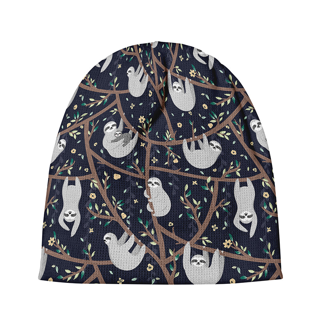 Sloth Family Pattern Print Beanie