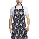 Sloth Family Pattern Print Bib Apron With Pocket