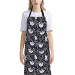 Sloth Family Pattern Print Bib Apron With Pocket