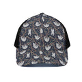 Sloth Family Pattern Print Black Mesh Trucker Hat