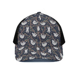 Sloth Family Pattern Print Black Mesh Trucker Cap