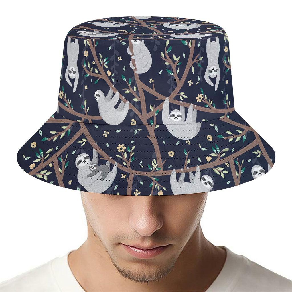 Sloth Family Pattern Print Bucket Hat