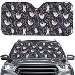 Sloth Family Pattern Print Car Windshield Sun Shade