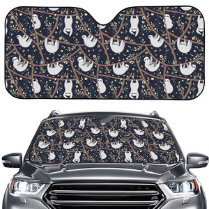 Sloth Family Pattern Print Car Windshield Sun Shade