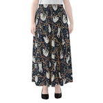 Sloth Family Pattern Print Chiffon Maxi Skirt