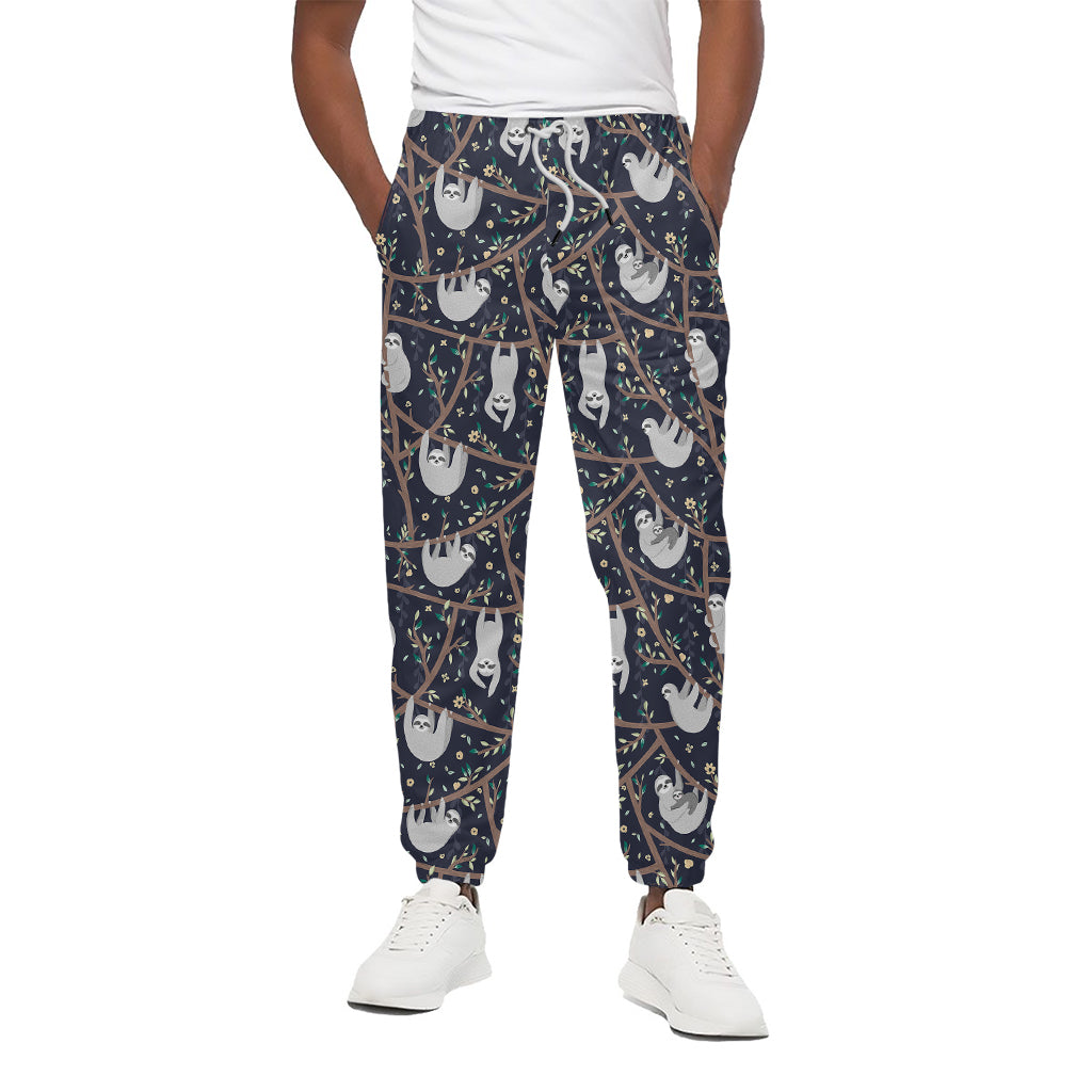 Sloth Family Pattern Print Cotton Pants