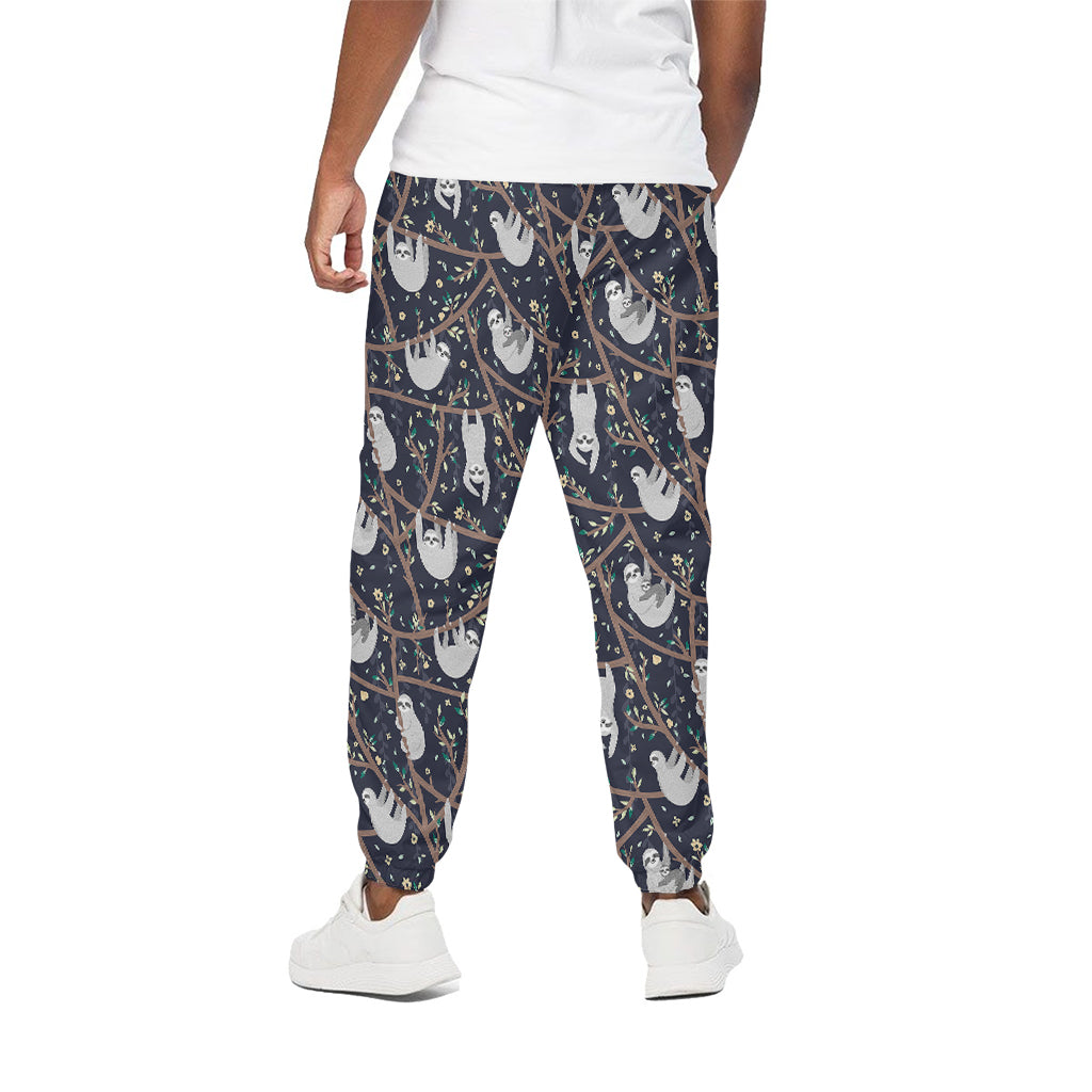 Sloth Family Pattern Print Cotton Pants