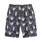 Sloth Family Pattern Print Cotton Shorts