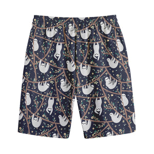 Sloth Family Pattern Print Cotton Shorts