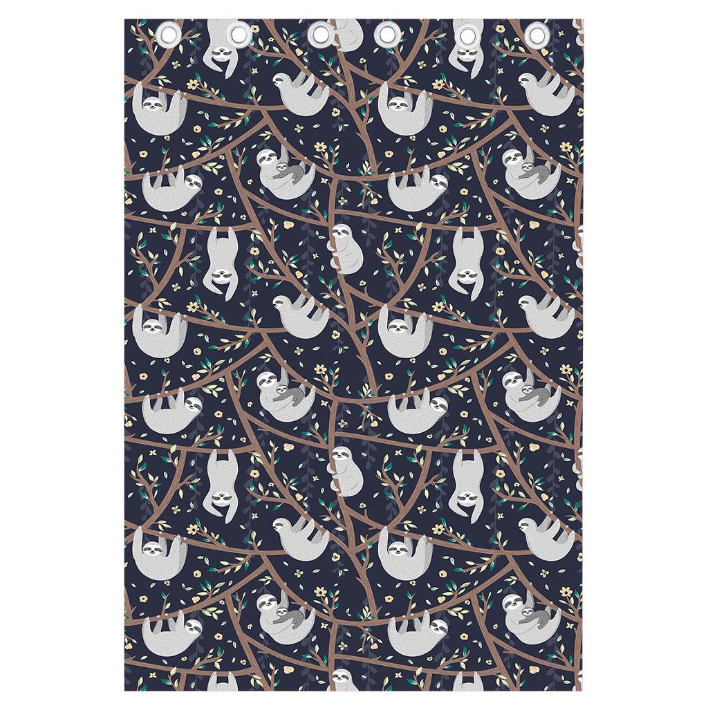 Sloth Family Pattern Print Curtain