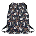 Sloth Family Pattern Print Drawstring Backpack