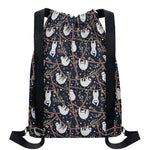 Sloth Family Pattern Print Drawstring Backpack