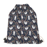 Sloth Family Pattern Print Drawstring Bag