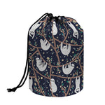Sloth Family Pattern Print Drawstring Makeup Bag