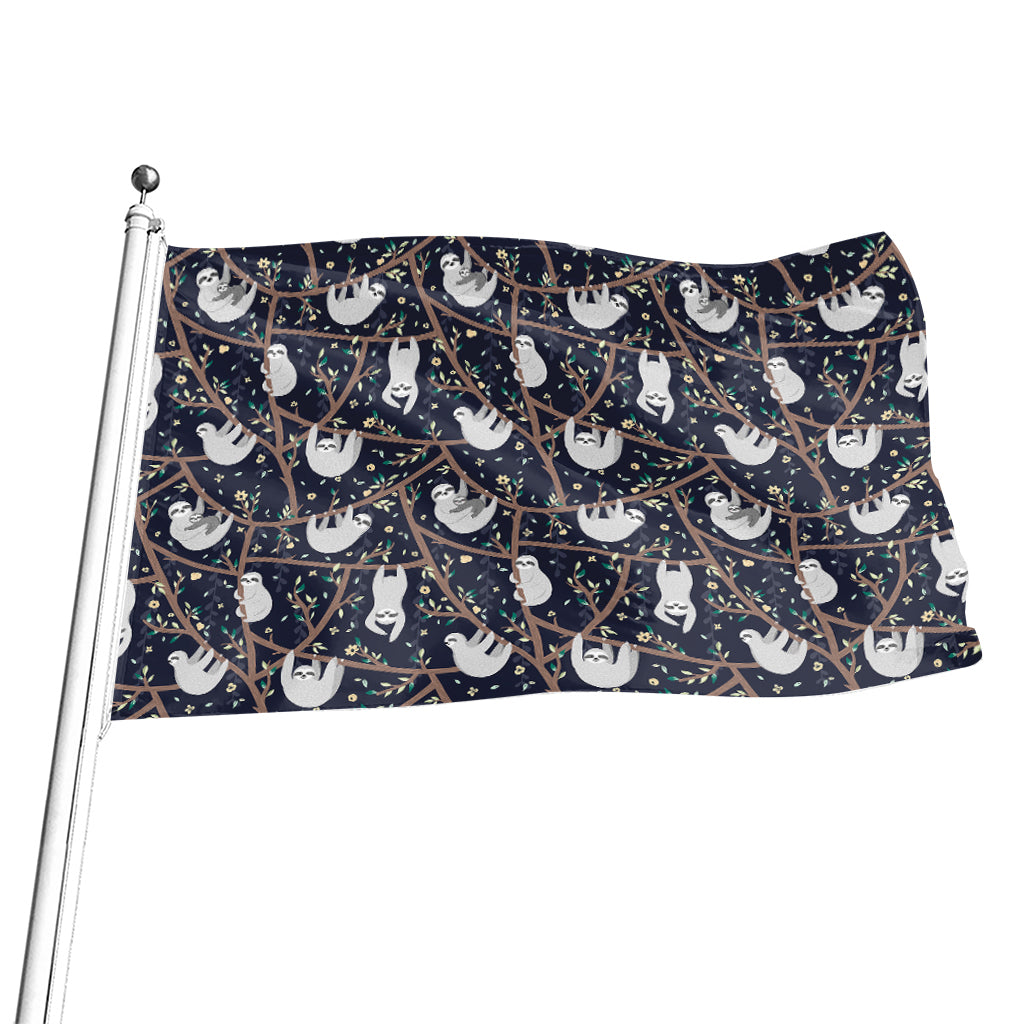 Sloth Family Pattern Print Flag