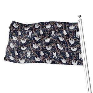 Sloth Family Pattern Print Flag