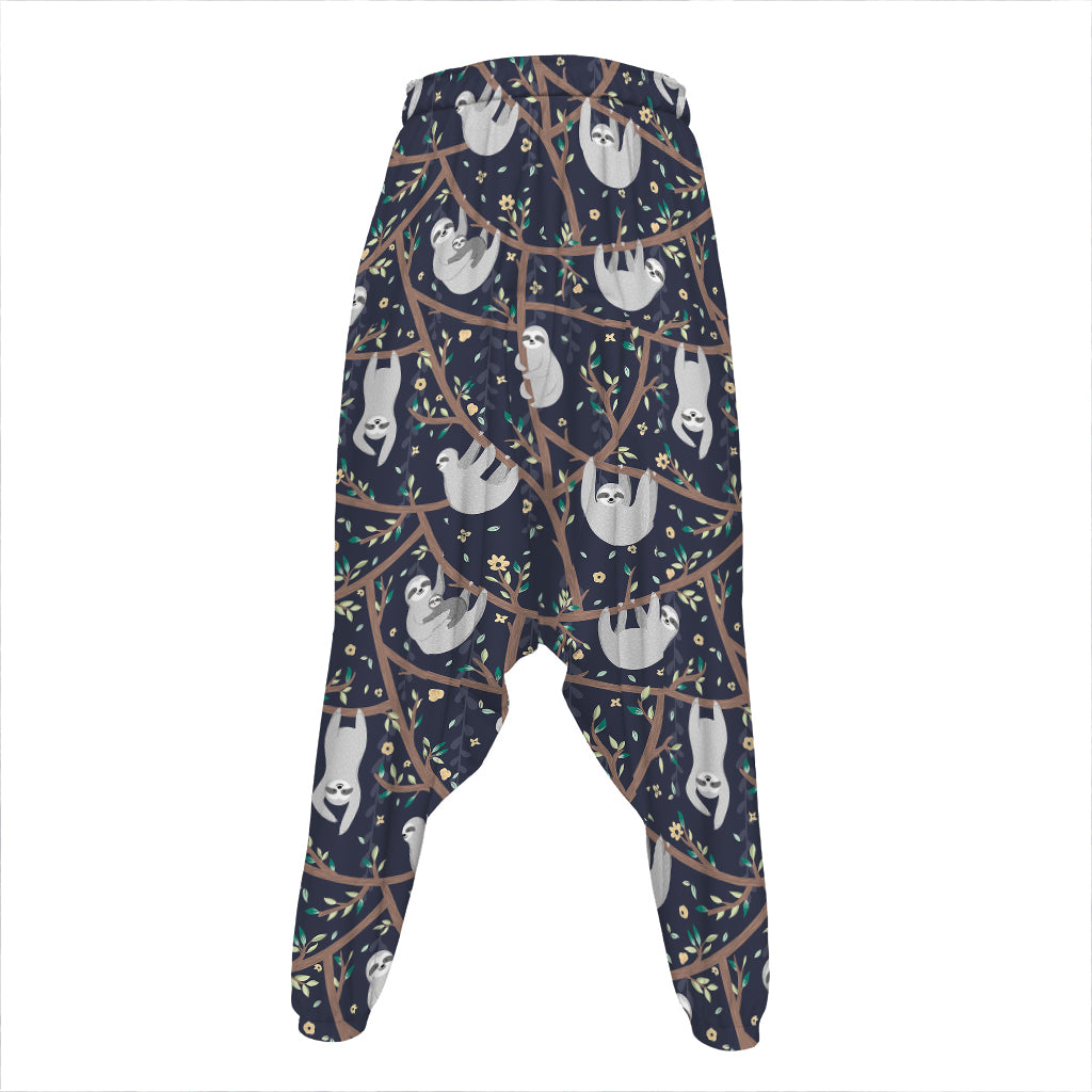 Sloth Family Pattern Print Hammer Pants