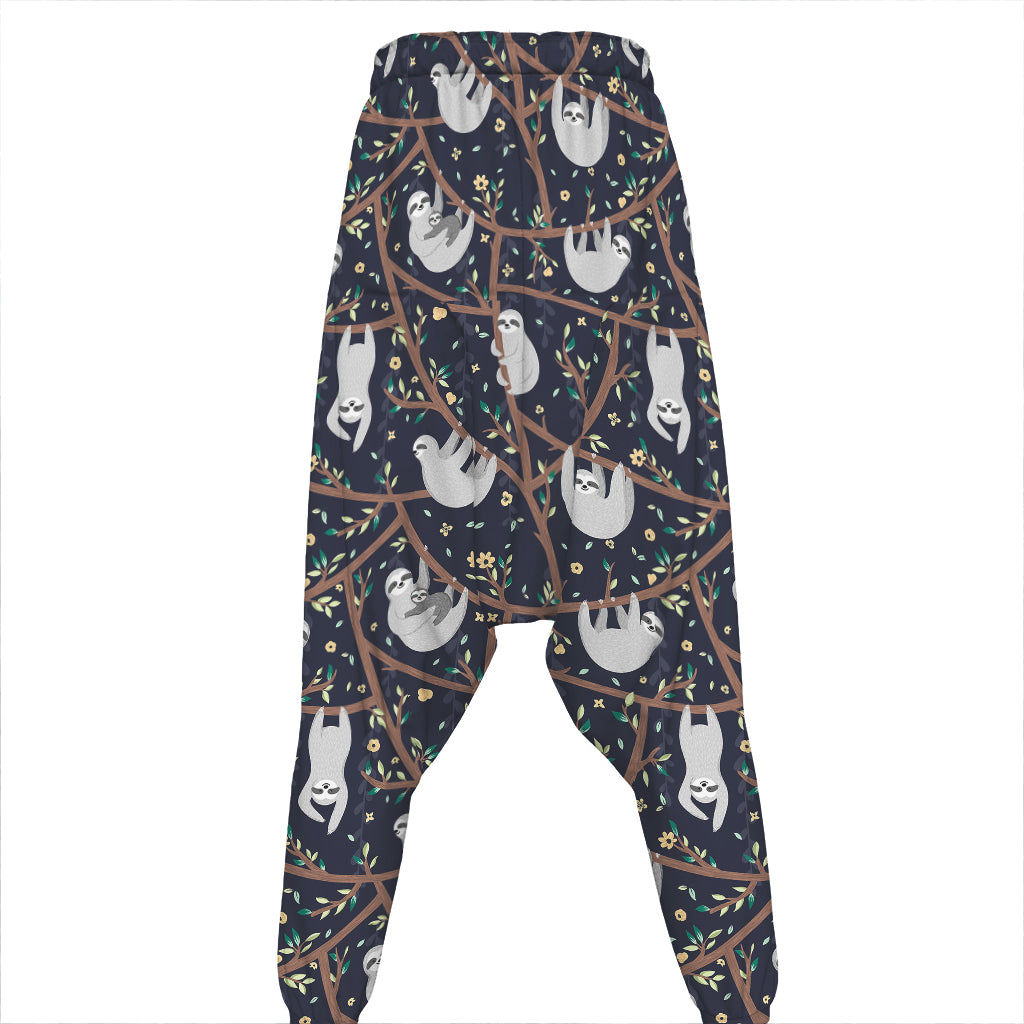 Sloth Family Pattern Print Hammer Pants