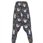 Sloth Family Pattern Print Hammer Pants