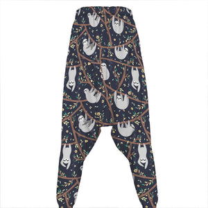 Sloth Family Pattern Print Hammer Pants