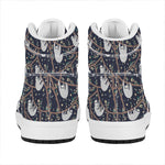 Sloth Family Pattern Print High Top Leather Sneakers