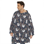 Sloth Family Pattern Print Hoodie Blanket