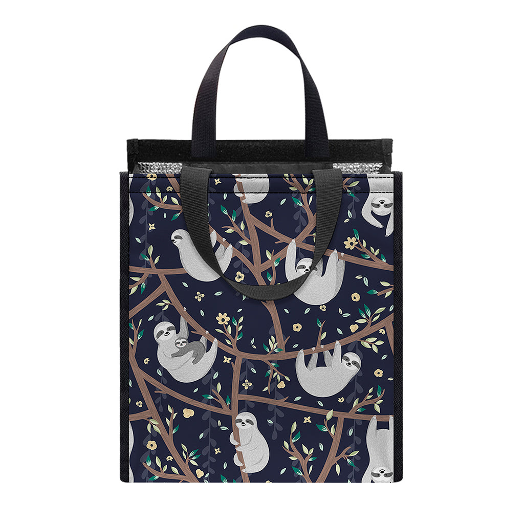 Sloth Family Pattern Print Insulated Lunch Tote